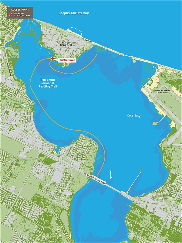 Area Map of Ron R. Smith Memorial Paddling Trail on Oso Bay